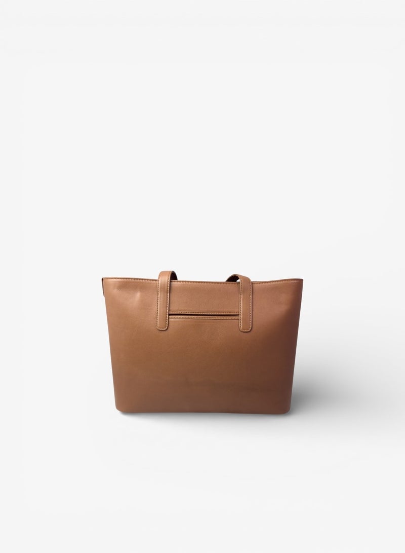 Emery Astrid Tote In Calf Camel Leather - Image 2